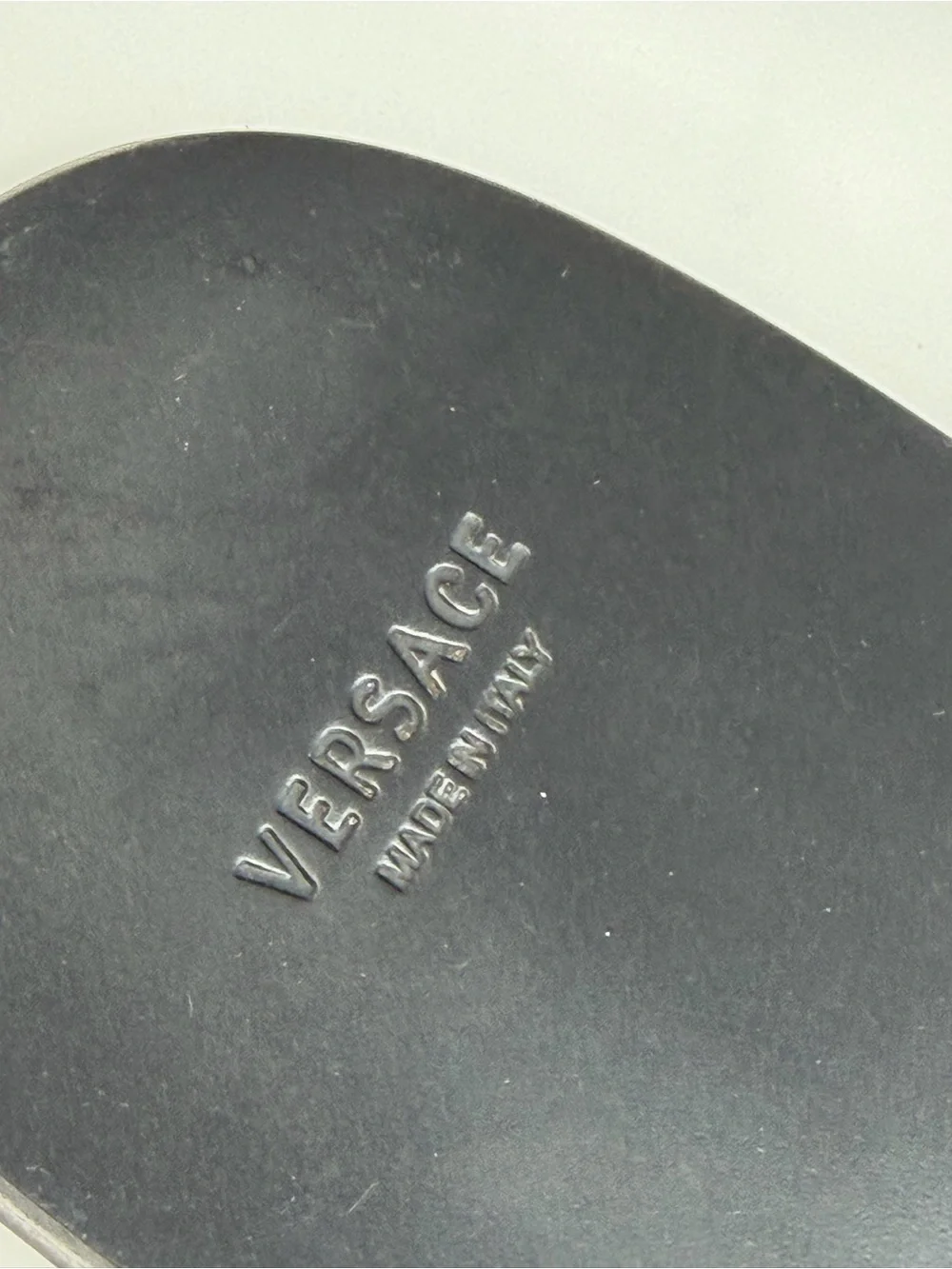 Versace Black Thong Sandals with Gold Medusa Accent